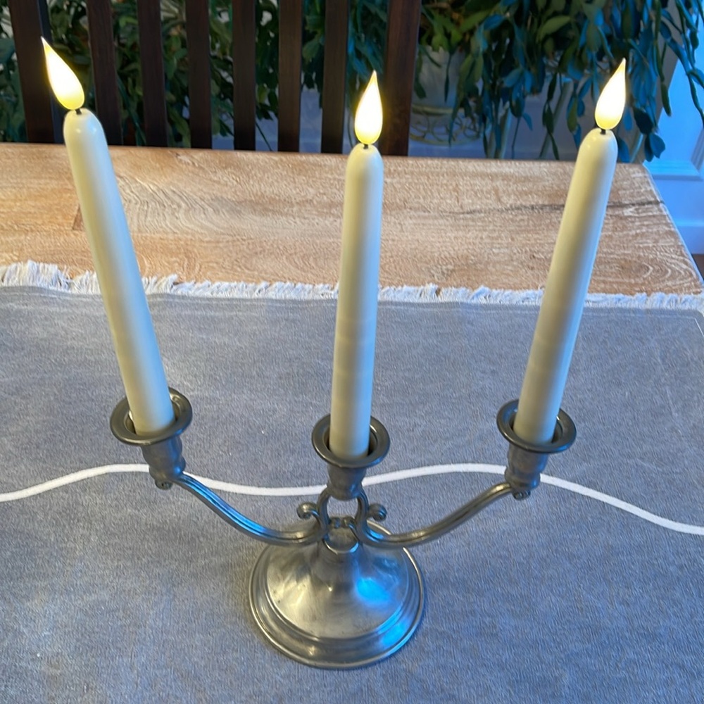 Vintage Pewter Candle Holder: 3 candle